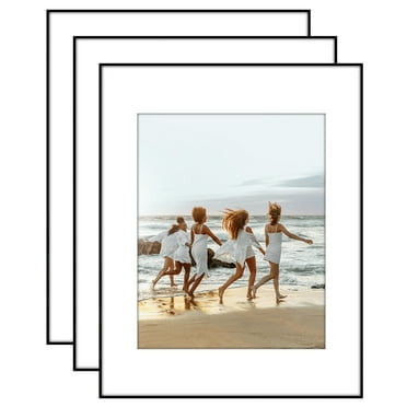 Americanflat Front Loading 11x14 Picture Frame Set with Mat for 8x10 - Perfect for Photos - 3 Pack - Black
