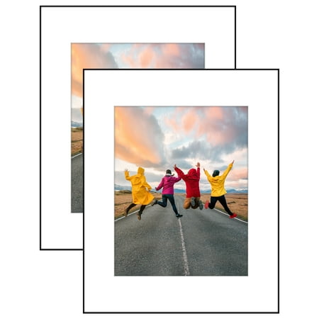 Americanflat 16x20 Front Loading Picture Frame with Shatter-Resistant Glass with 11x14 Mat 2 Pack Wall - Black