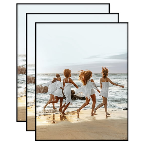 Americanflat 11x14 Front Loading Picture Frame with Shatter-Resistant Glass 3 Pack Metropolitan Photo - Black
