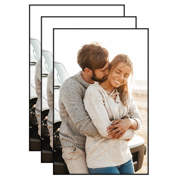 Americanflat 11x17 Front Loading Picture Frame with Shatter-Resistant Glass 3 Pack Metropolitan Photo - Black