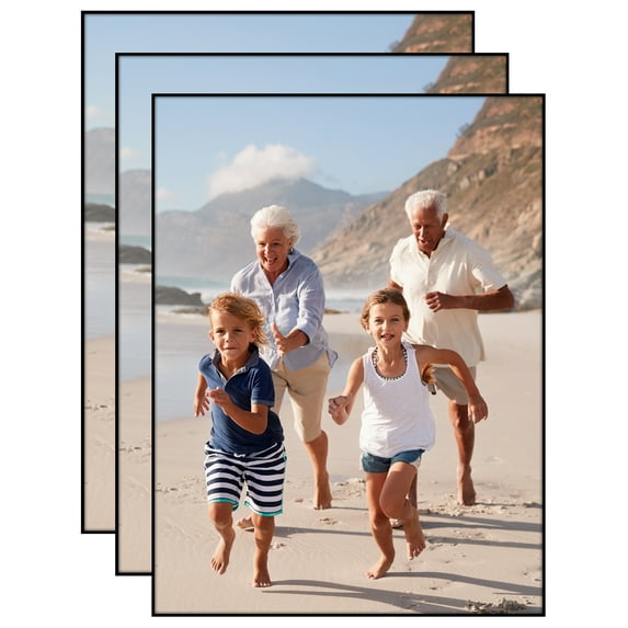 Americanflat 12x16 Front Loading Picture Frame with Shatter-Resistant Glass 3 Pack Metropolitan Photo - Black