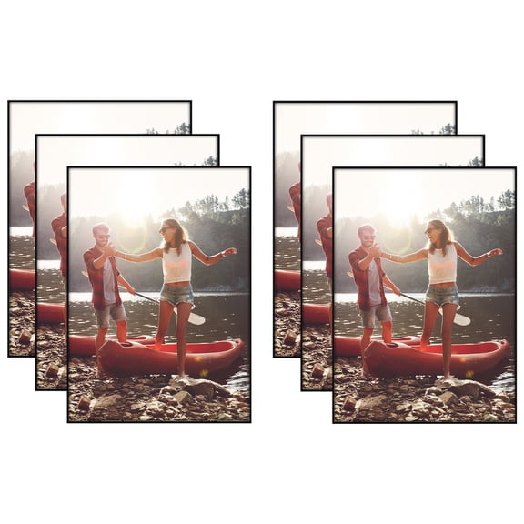 Americanflat 5x7 Front Loading Picture Frame with Shatter-Resistant Glass 6 Pack Metropolitan Photo - Black