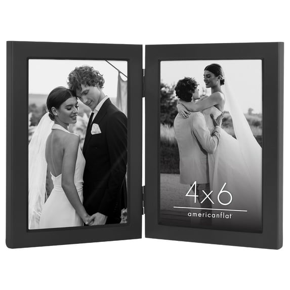 Americanflat 4x6 Hinge Frame with Shatter-Resistant Glass Hinged Metal Wide Beveled Molding Modern - Black
