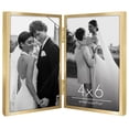 thumbnail image 1 of Americanflat 4x6 Hinge Frame with Shatter-Resistant Glass Hinged Metal Modern Displays Two Photos Photo - Gold, 1 of 9