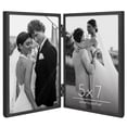 thumbnail image 1 of Americanflat 5x7 Hinge Frame with Shatter-Resistant Glass Hinged Metal Modern Displays Two Photos - Black, 1 of 9