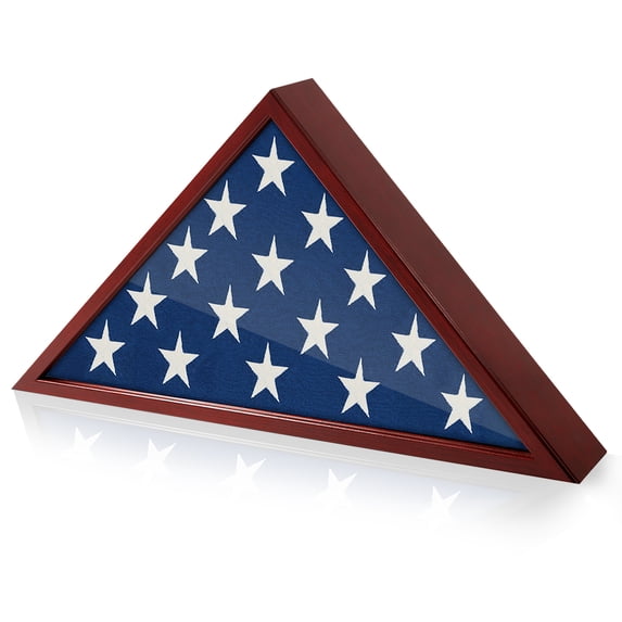 Americanflat 5x9.5 Picture Frame Large Flag Display Case Fits Folded Burial Flags Silhouette Box - Mahogany