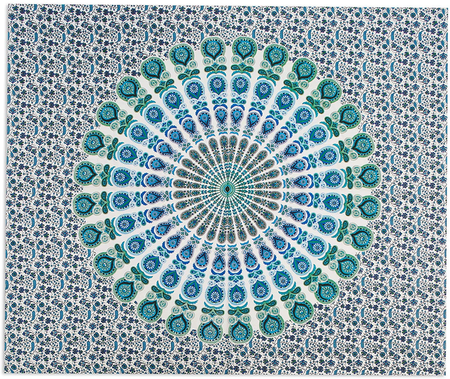 Americanflat Mandala Tapestry Wall Hanging - Boho Hippie Indie Colorful Decoration Artwork Blanket for Living Room, Bedroom, or College Dorm - Handcrafted in India 100% Cotton, Aqua Purple 84x90
