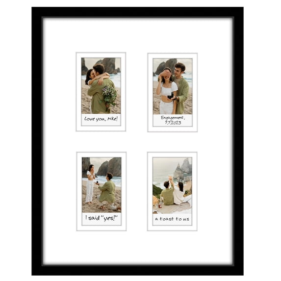 Americanflat 9x11 Picture Frame with Shatter-Resistant Glass Openings Instant 2x3 Mat Print Photos Mini Frames - Black