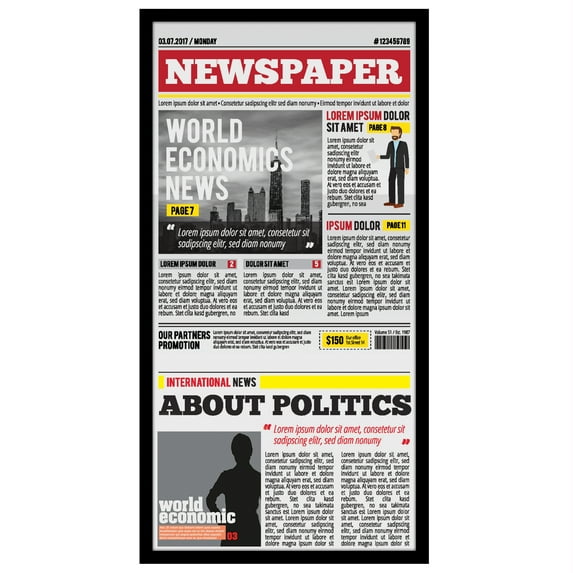 Americanflat Newspaper Frame - 11x22 Plexiglass Cover - Black