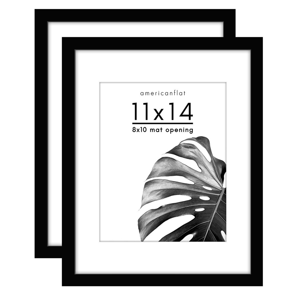 americanflat-set-of-2-11x14-picture-frame-with-8x10-mat-wood-with