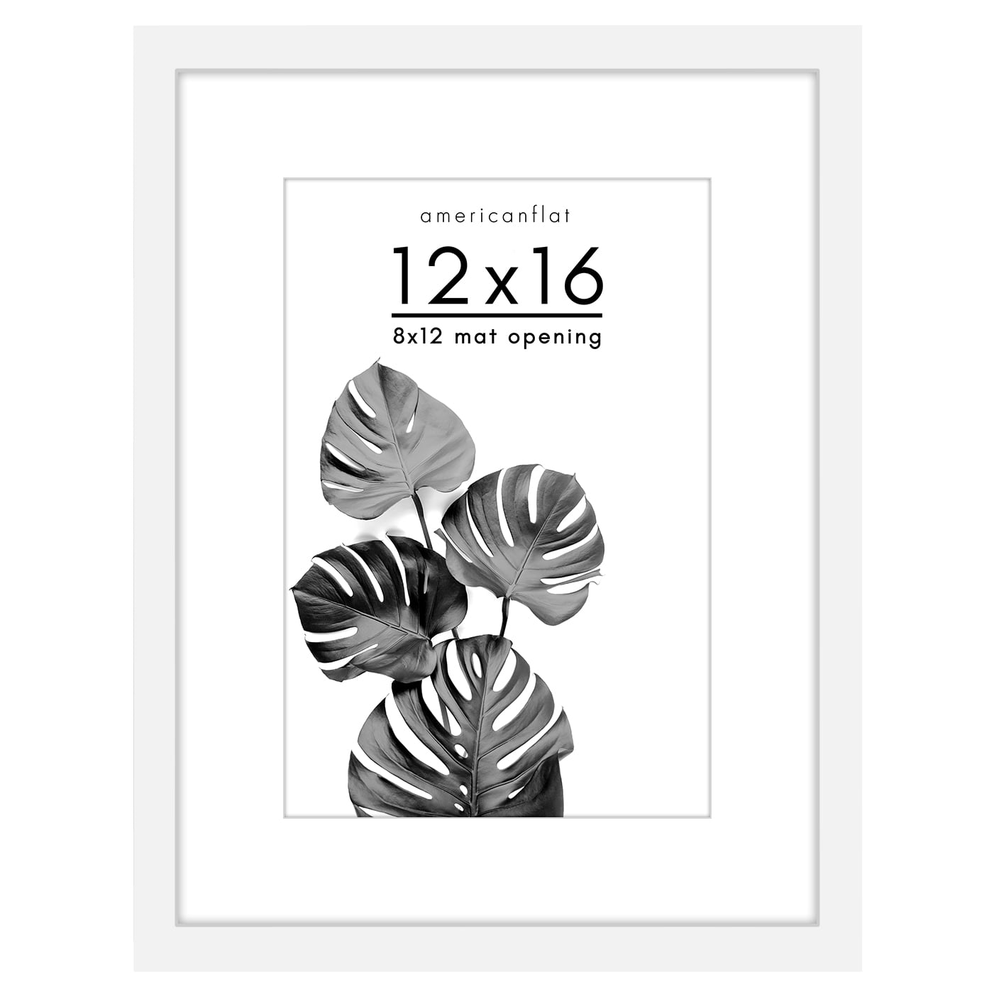 Americanflat Picture Frame with Mat Wood with Glass Cover 12" x 16