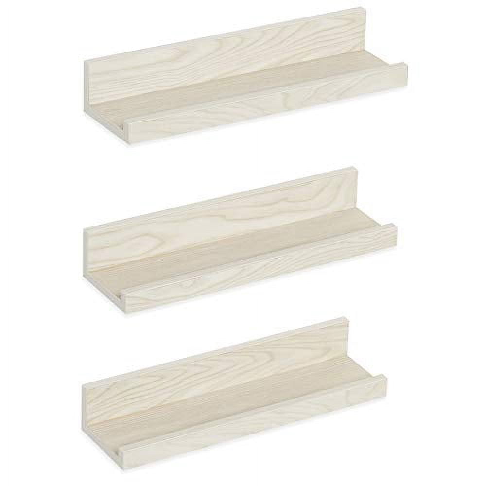 Americanflat Picture Ledge Shelf Set of 3 - Floating Shelves with Lip for Picture Display - Light Wood