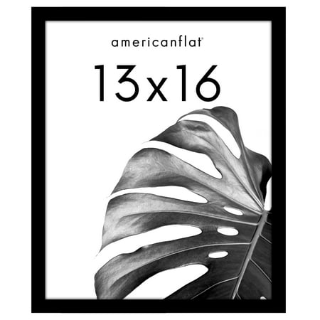 Americanflat 13x16 Picture Frame with Polished Plexiglass Wide Photo Frames Made Vertical Horizontal - Black