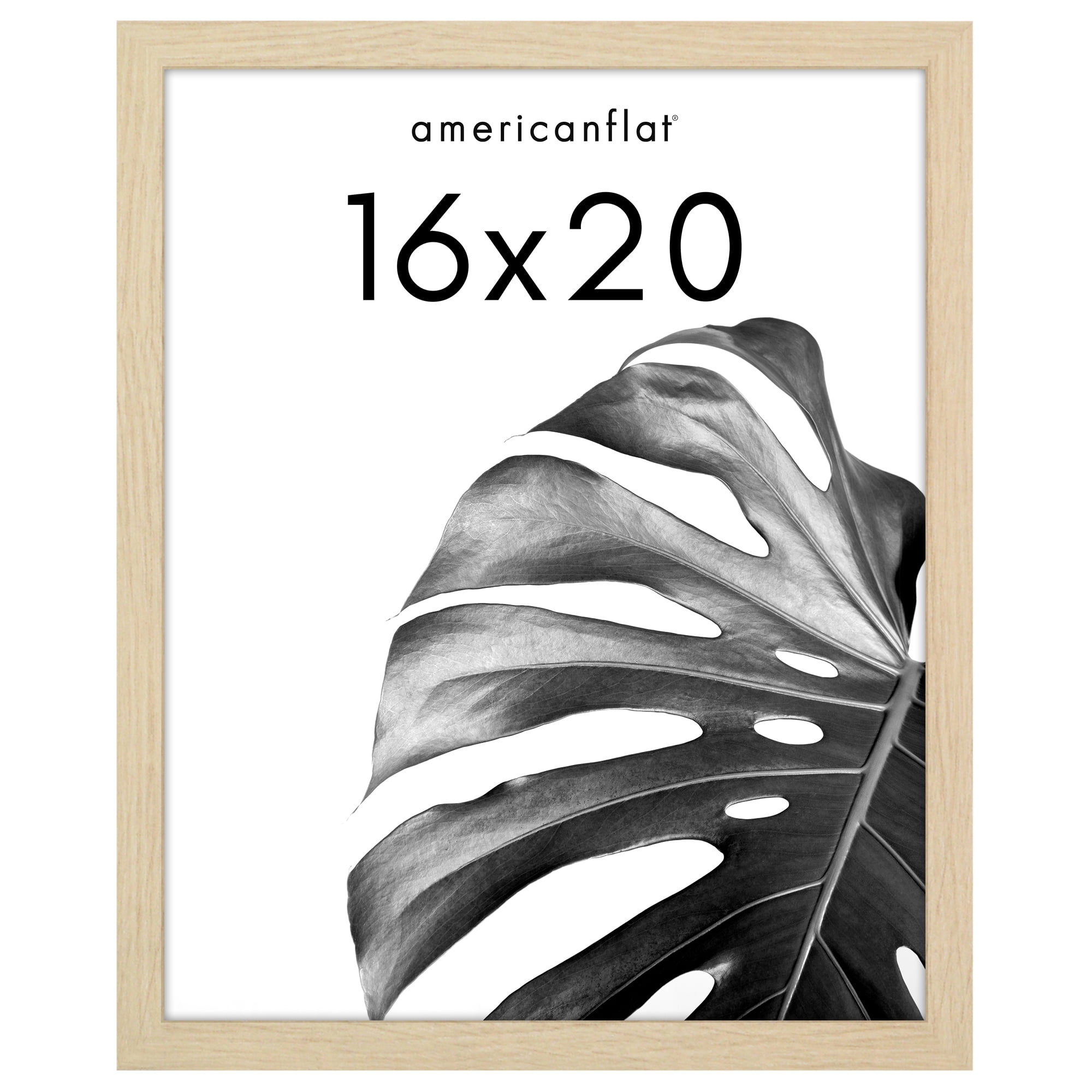 Americanflat 16x20 Picture Frame with Polished Plexiglass Wide Frames Made Vertical Horizontal - Natural Oak