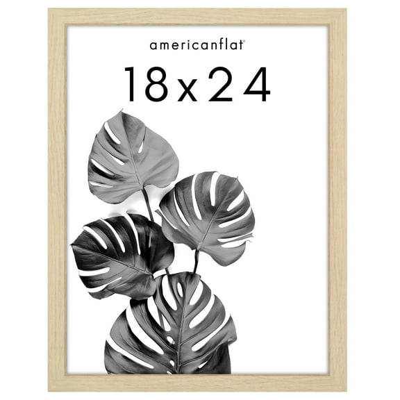 Americanflat Poster Frame 18"x24" inches - Natural Oak Wooden Picture Frame with Plexiglass Cover