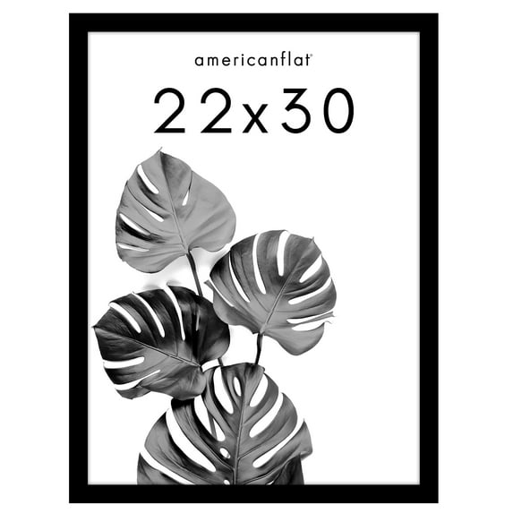 Americanflat Poster Frame 22"x30" inches - Black Wooden Picture Frame with Plexiglass Cover