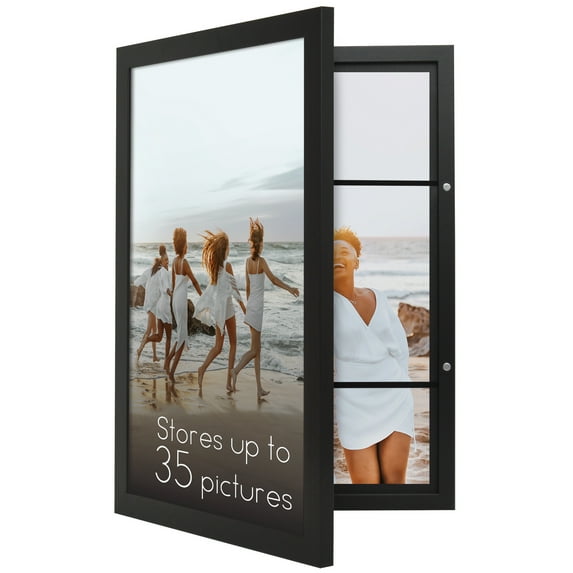 Americanflat 12x18 Poster Frame with Polished Plexiglass Storage Quick Change Frames Holds Photos - Black