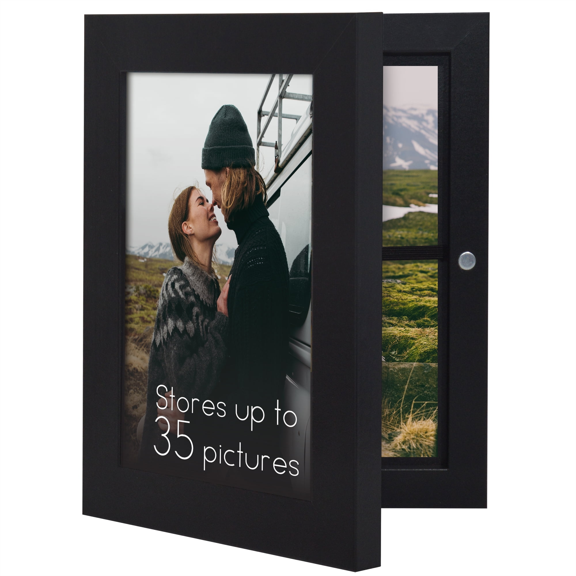 Americanflat 5x7 Picture Frame with Shatter-Resistant Glass Storage Quick Change Frames Holds Photos - Black