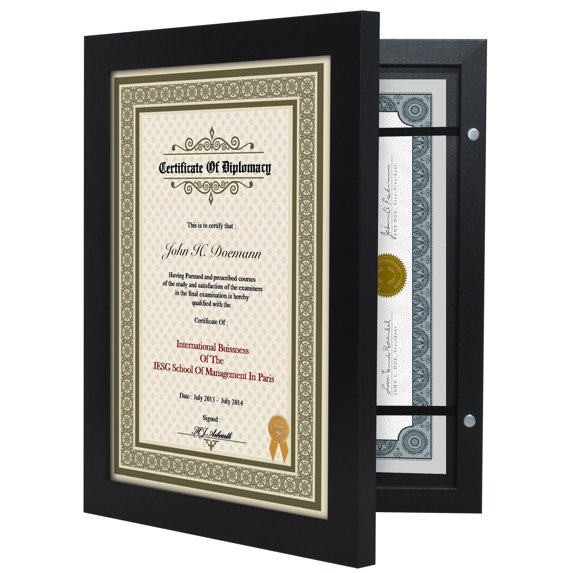Americanflat 8.5x11 Diploma Frame Storage Quick Change Frames Holds Documents Collection Tabletop - Black