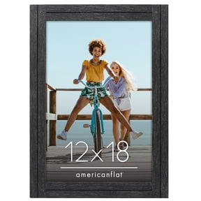 Americanflat 12x18 Poster Frame with Polished Plexiglass Hampton Collection Distressed Frames - Charcoal Black