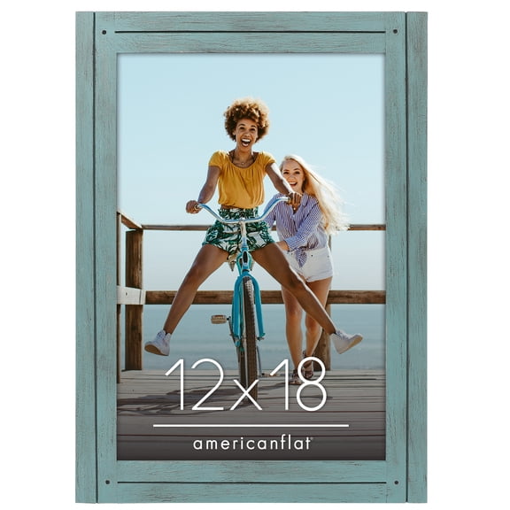 Americanflat 12x18 Poster Frame with Polished Plexiglass Hampton Collection Distressed Frames Vertical - Blue