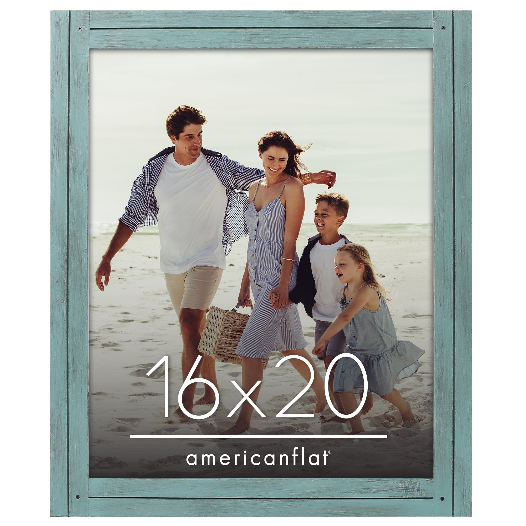 Americanflat 16x20 Picture Frame with Polished Plexiglass Hampton Collection Distressed Frames Vertical - Blue