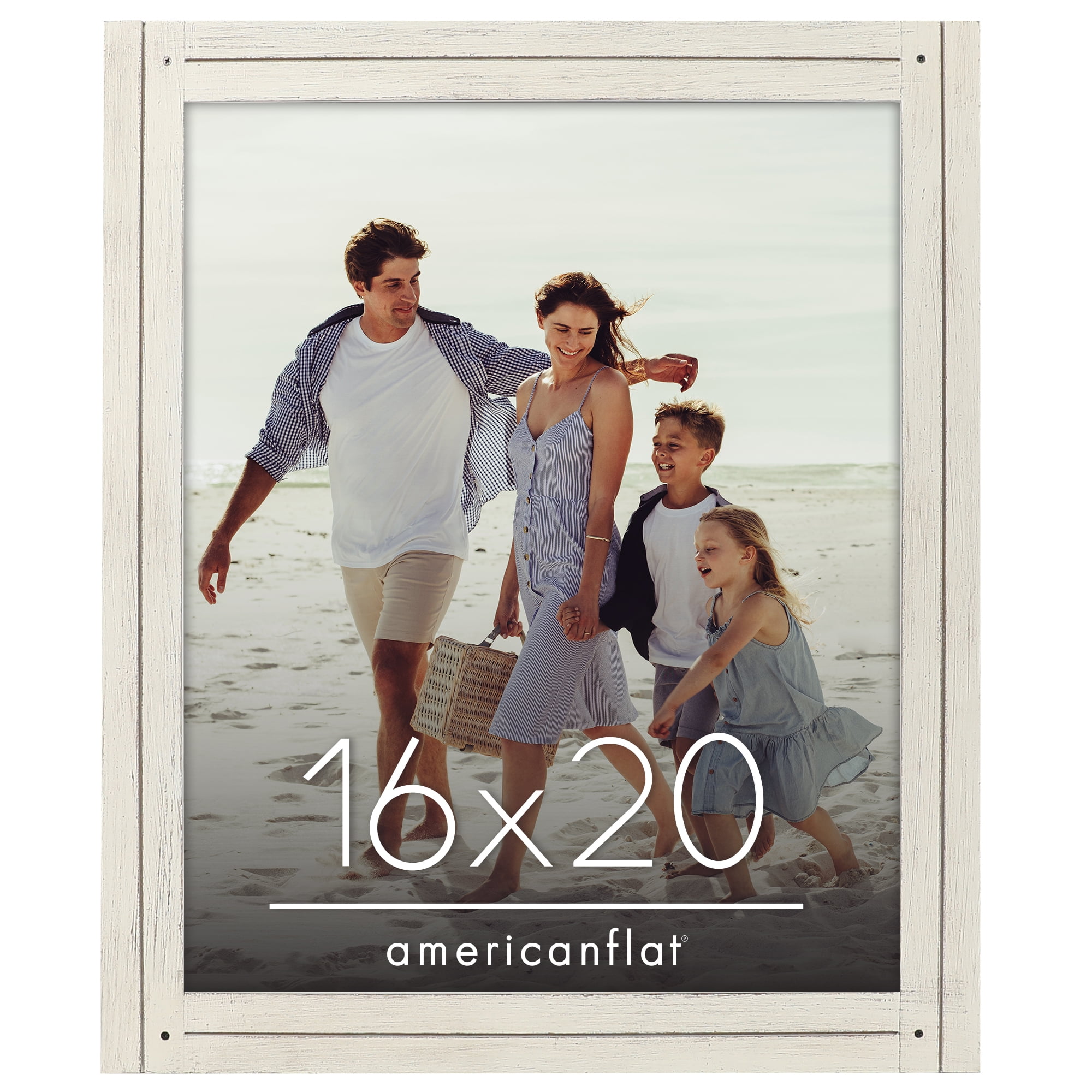 Americanflat 16x20 Picture Frame with Polished Plexiglass Hampton Collection Distressed Frames - Aspen White