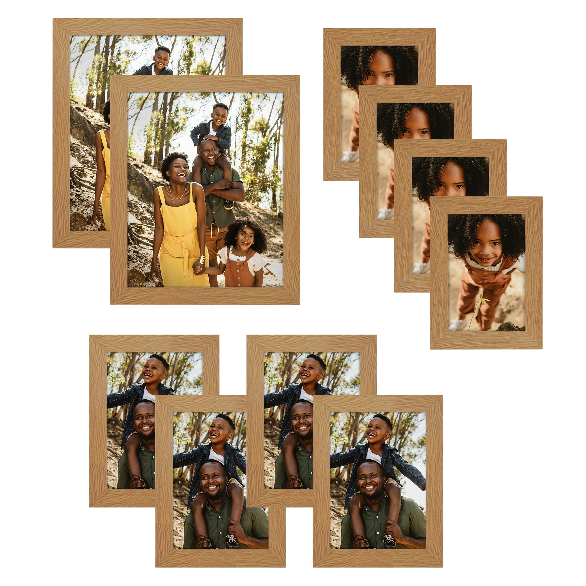 Americanflaf 10 Pack Picture Frame with Shatter-Resistant Glass 8x10, 5x7, 4x6 Gallery Wall Signature - Dark Oak