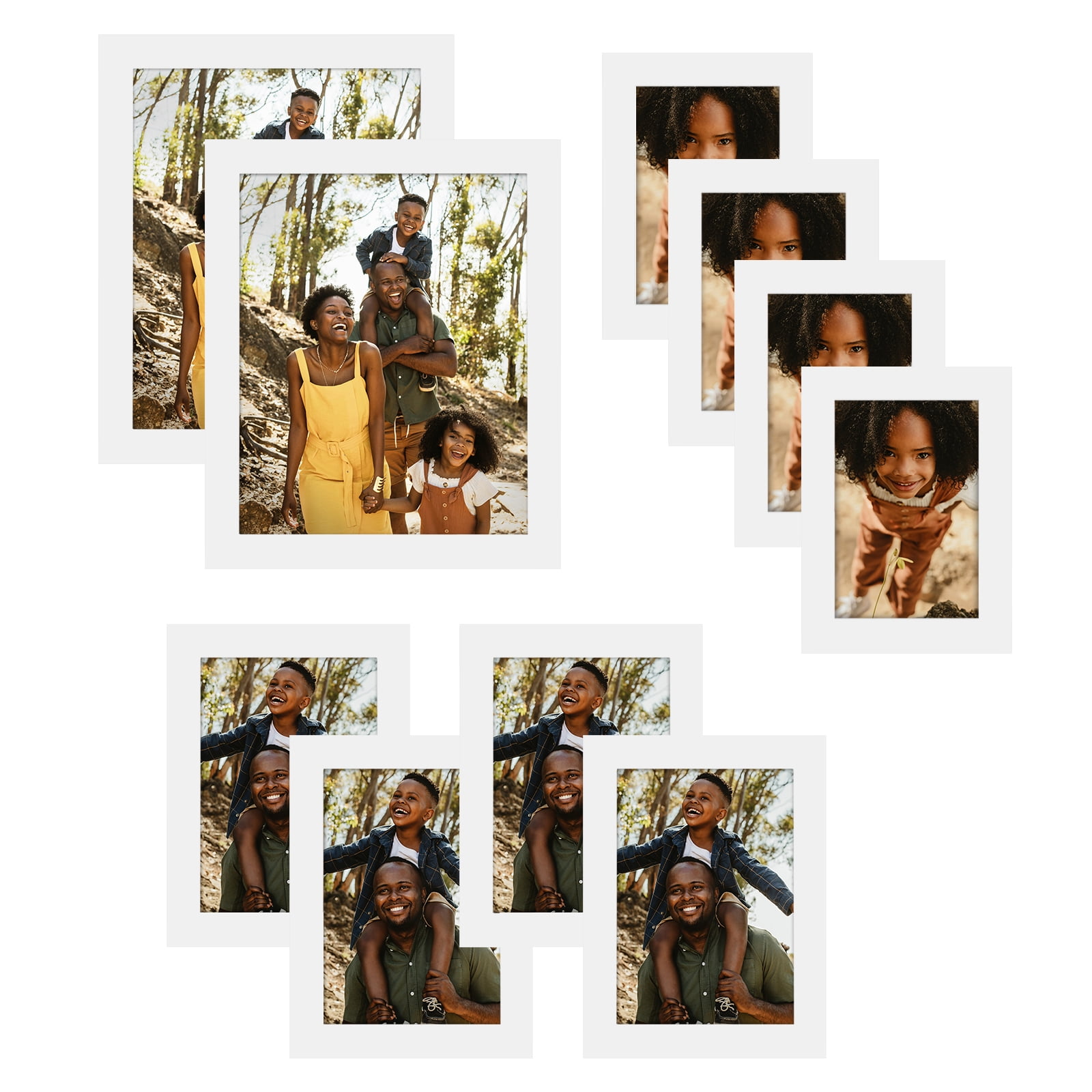 Americanflat 10 Pack Picture Frame with Shatter-Resistant Glass 8x10, 5x7, 4x6 Gallery Wall Signature - White