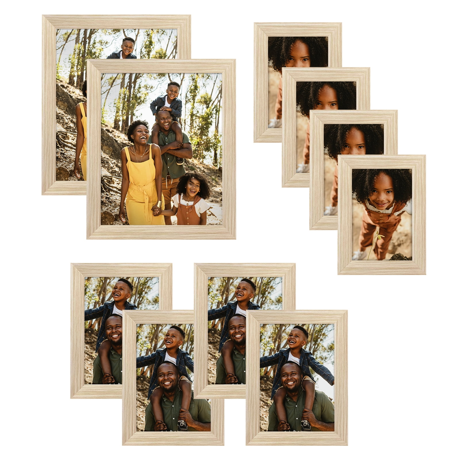 Americanflat 8x10, 5x7, 4x6 Picture Frame with Shatter-Resistant Glass 10 Pack Frames Gallery Wall - Dark Oak