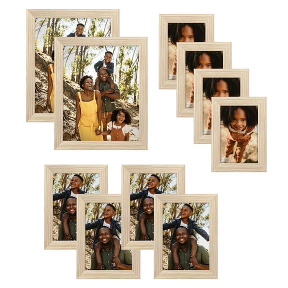 Americanflat 8x10, 5x7, 4x6 Picture Frame with Shatter-Resistant Glass 10 Pack Frames Gallery Wall - Dark Oak