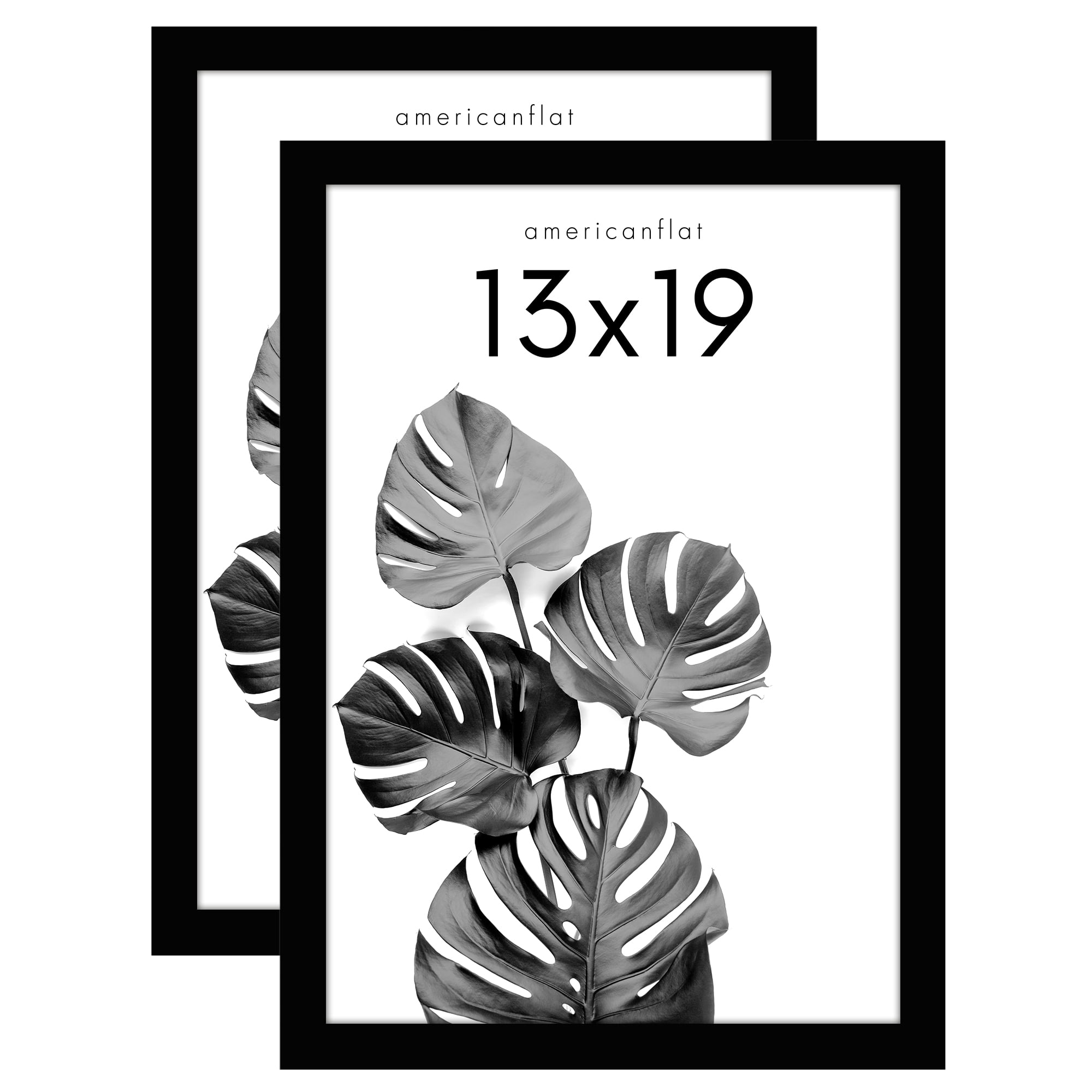 Americanflat 13x19 Picture Frame with Shatter-Resistant Glass 2 Pack Signature Collection Gallery - Black