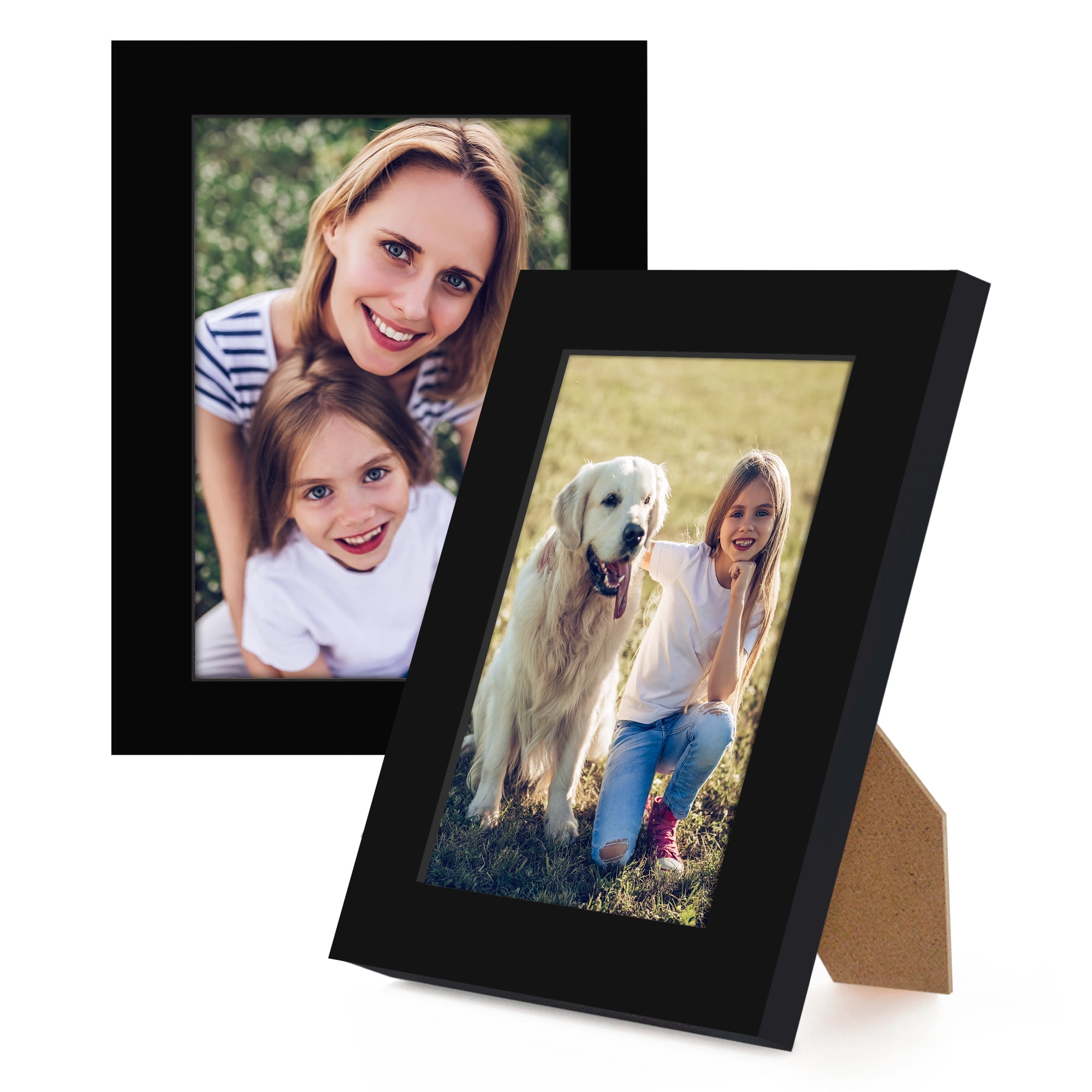 Americanflat 4x6 Picture Frame with Shatter-Resistant Glass 2 Pack Signature Collection Gallery Style - Black