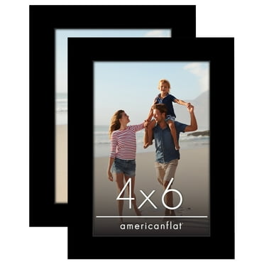 Americanflat Set of 2 4x6 Picture Frame - Wood with Glass Cover - Black