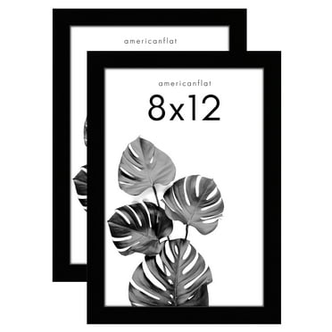 Americanflat Set of 2 8x12 inches Gallery Picture Frame - Black Wood Molding with Glass Front