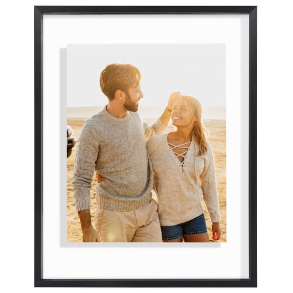 Americanflat 11x14 Picture Frame with Shatter-Resistant Glass Aluminum Floating Display Photo Float - Black
