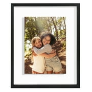 Americanflat 8x10 Picture Frame with Shatter-Resistant Glass Aluminum Floating Display Photo Signature - Black