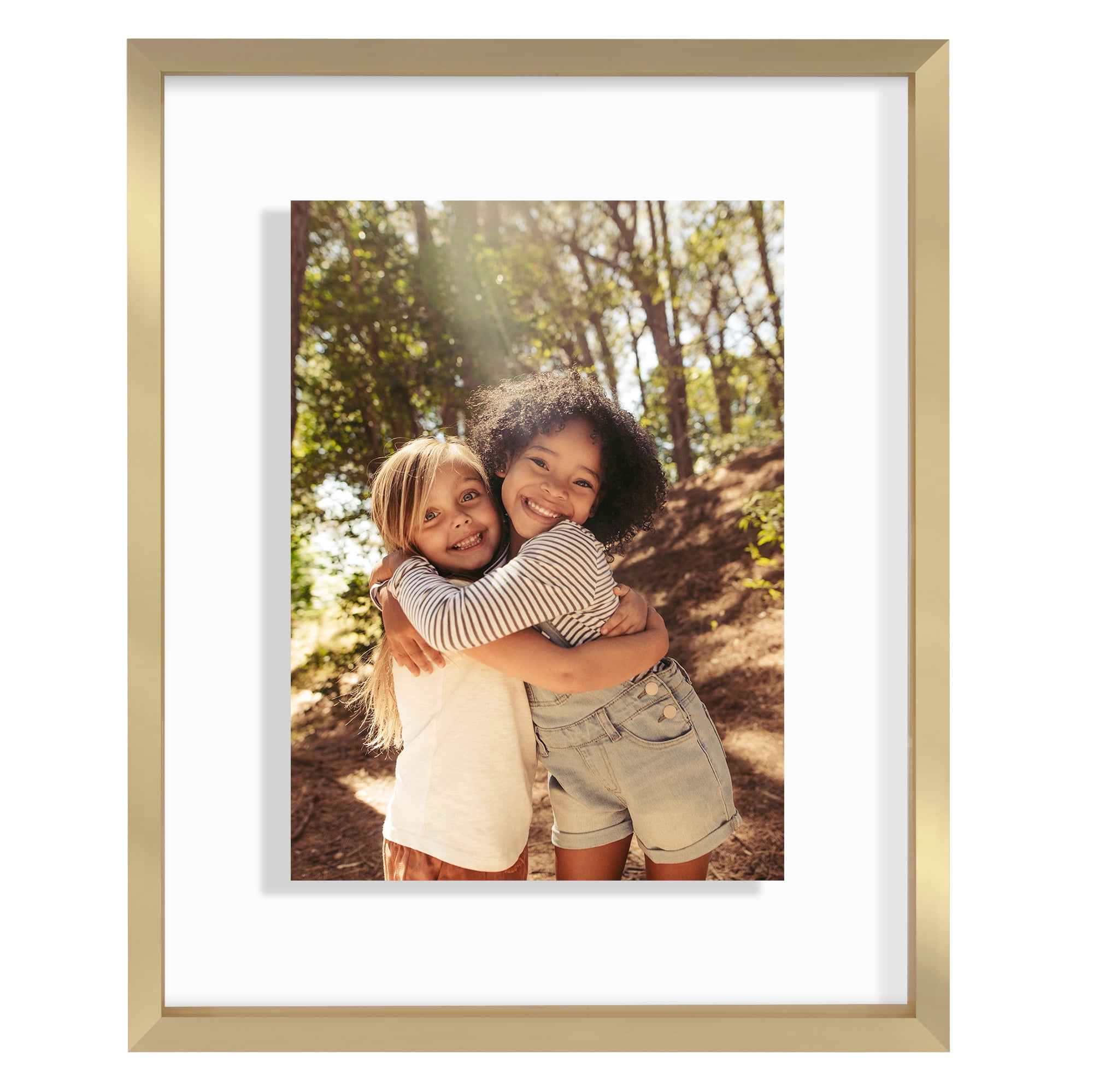 Americanflat 8x10 Picture Frame with Shatter-Resistant Glass Aluminum Floating Display Photo Signature - Gold