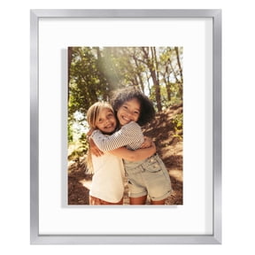 Americanflat 8x10 Picture Frame with Shatter-Resistant Glass Aluminum Floating Display Photo Float - Silver