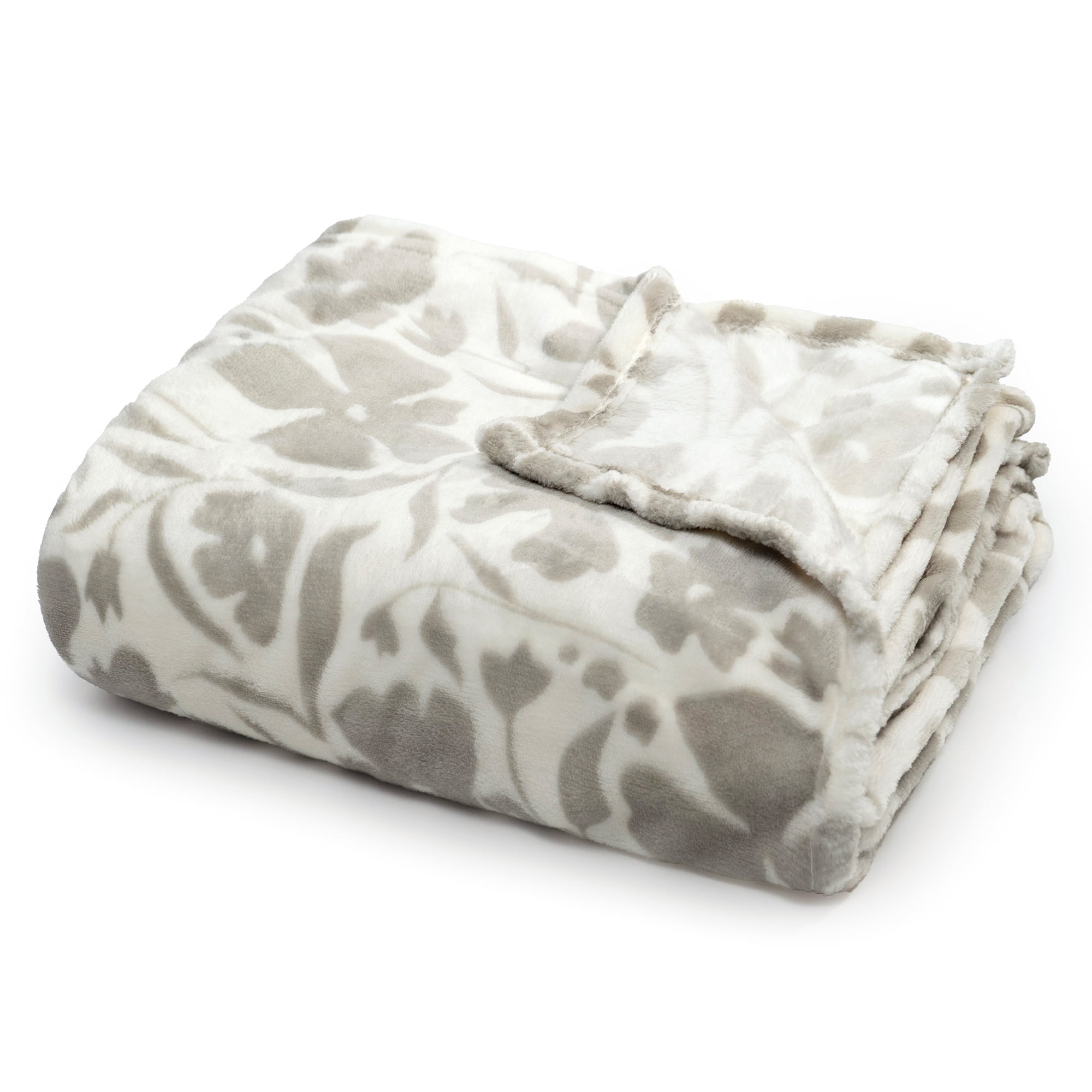 Americanflat Throw Blanket - 50x60 inch Printed Fleece - Floral Design - Lightweight Warmth - White