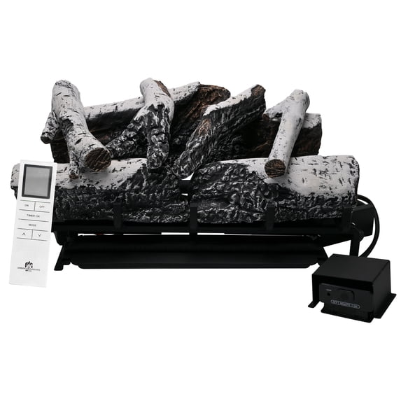 Americangaslogs 18-24 Inch Ventless Fireplace Logs Set with Remote Control, Only Used for Natural Gas,Heats up to 43000BTU (Natural Gas Fireplace Birch, 24Inch)