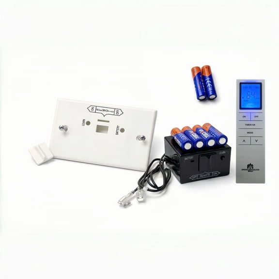 Americangaslogs Gas Fire Fireplace On/Off Remote Control Kit + Thermostat + Timer + Backlit Transmitter for Millivolt Valve, IPI Module, Replaces Wall Switch or Thermostat