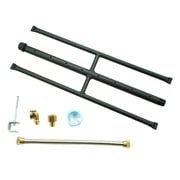 Americangaslogs 12-42 inch Rectangular Gas Logs Set with iron H-Burner, Three-Pipe Fireplace Burner and Fire Pit burner for Natural Gas and Propane 18 inch