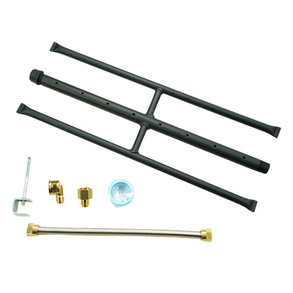 Americangaslogs 12-42 inch Rectangular Gas Logs Set with iron H-Burner, Three-Pipe Fireplace Burner and Fire Pit burner for Natural Gas and Propane (18 inch)