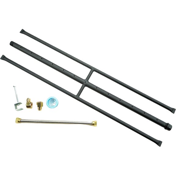 Americangaslogs 12-42 inch Rectangular Gas Logs Set with iron H-Burner, Three-Pipe Fireplace Burner and Fire Pit burner for Natural Gas and Propane 28 inch