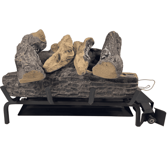 Americangaslogs 18–24 inch Indoor Vented Gas Logs Set with Stainless Steel Burner and Valve for Natural Gas or Propane Fireplaces(Manual Valve, 18 inch Oak)