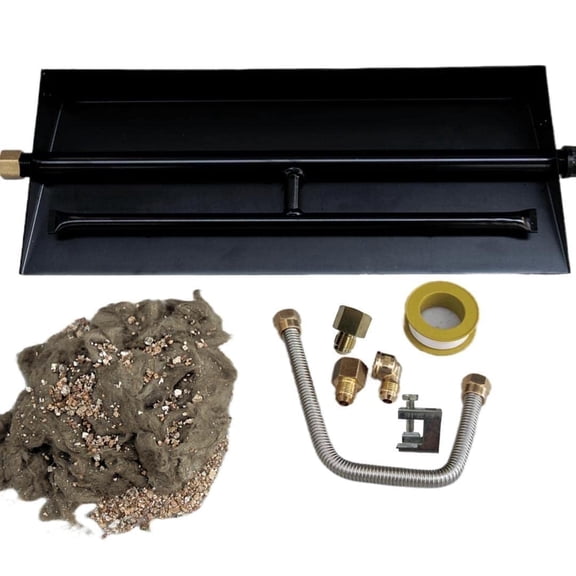 Americangaslogs 15–28 inch Durable Iron Gas Logs Fireplaces Burner Pan with Two-Pipe Vented Design for Fireplaces (18 inch Two Pipe)