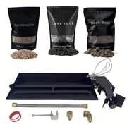 Americangaslogs 15 28 inch Vented Gas Logs Set with iron Gas Fireplace Burner Pan and Valve for Propane Natural Gas Fireplaces Manual Valve, 15 inch Two Pipe