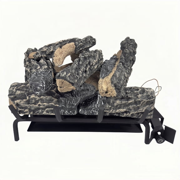 Americangaslogs Vented 18inch-24inch Gas logs Sets with Valve Gas Fireplace Burner for Natural Gas and Liquefied Propane (Manual Valve, 18 inch Black Oak)