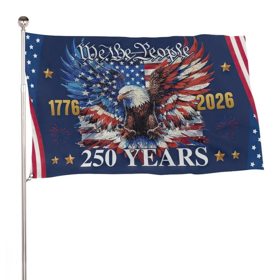 Americas 250th Anniversary Flag 2x3 Ft Single Sided Print 250Years America Banner 4th of July Independence Day Theme Home Garden Outdoor Decor